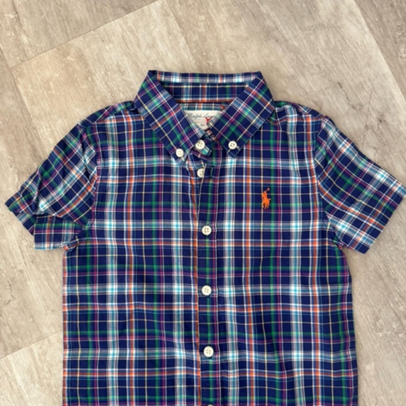 Ralph Lauren 18 Months Baby Boy Romper Short Sleeve Logo Blue Plaid NWOT - Picture 3 of 4